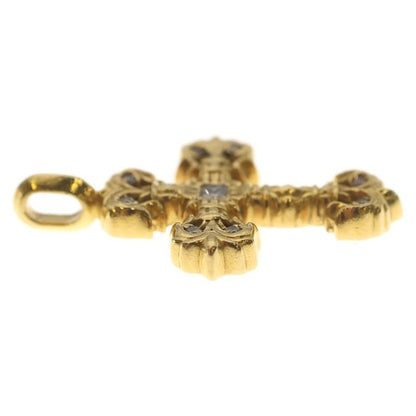 Chrome Hearts 22k Filigree Tiny P Dia Cross Pave Diamond Pendant Top Gold