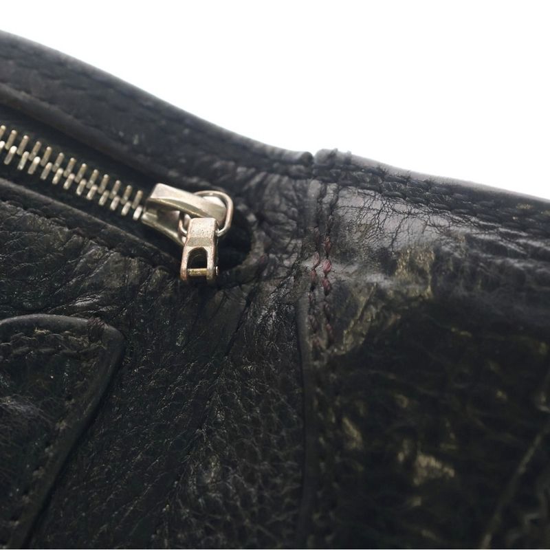 Chrome Hearts 3 Fold Cross Button Leather Wallet Black