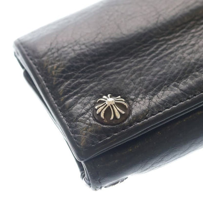 Chrome Hearts 3 Fold Cross Button Leather Wallet Black