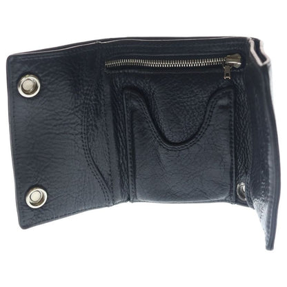 Chrome Hearts 3 Fold Cross Button Leather Wallet Black