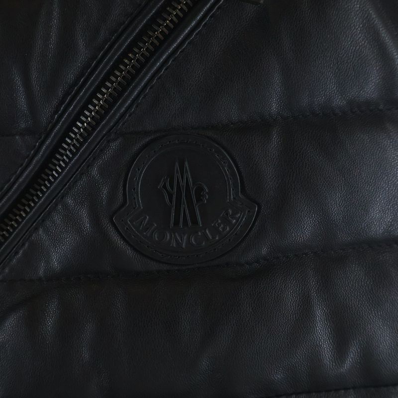Moncler Down Contrast Leather Vest Black 