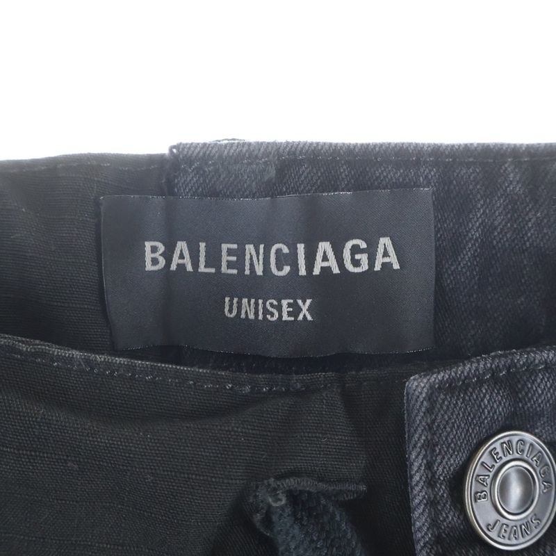 Balenciaga Hybrid Baggy Pants Docking Denim Cargo Black