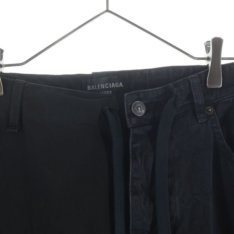 Balenciaga Hybrid Baggy Pants Docking Denim Cargo Black