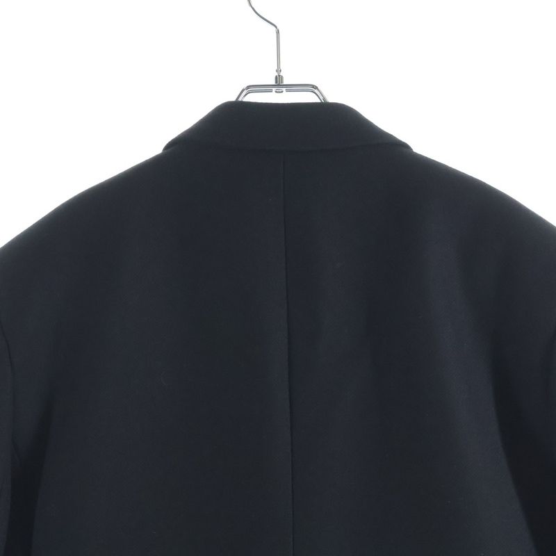 Saint Laurent Paris Silk Metal Button Double Breasted Middle Coat Black