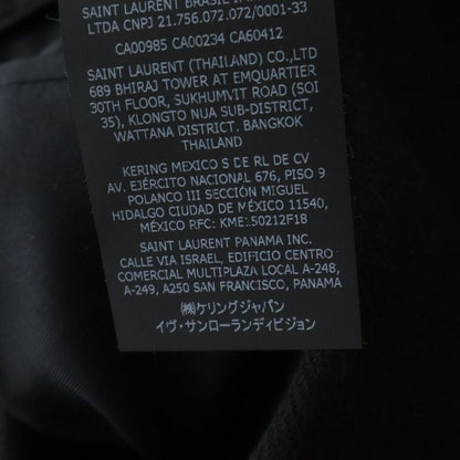 Saint Laurent Paris Silk Metal Button Double Breasted Middle Coat Black
