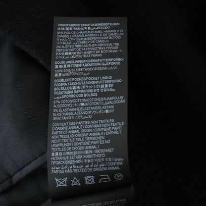 Saint Laurent Paris Silk Metal Button Double Breasted Middle Coat Black