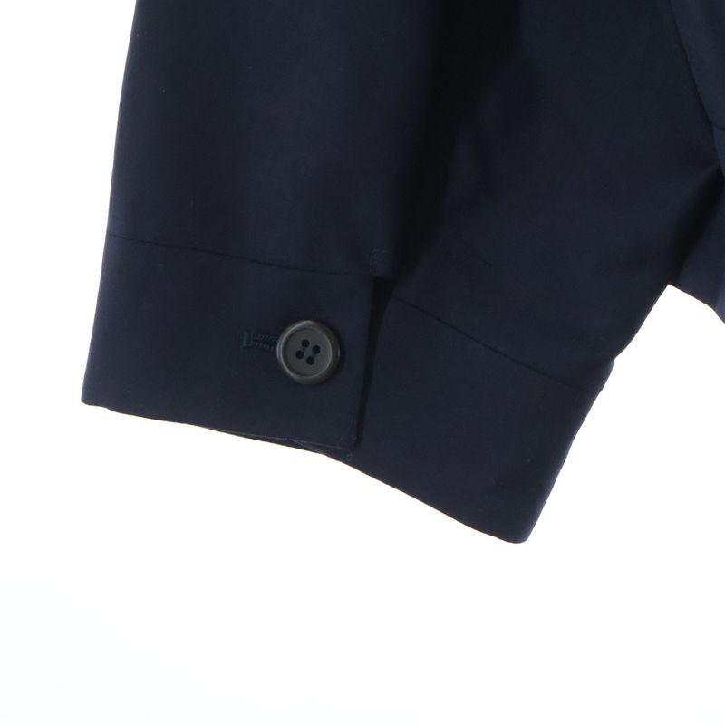 Prada Camel Hair Triangle Logo Patch Zip Up Jacket Wool Navy