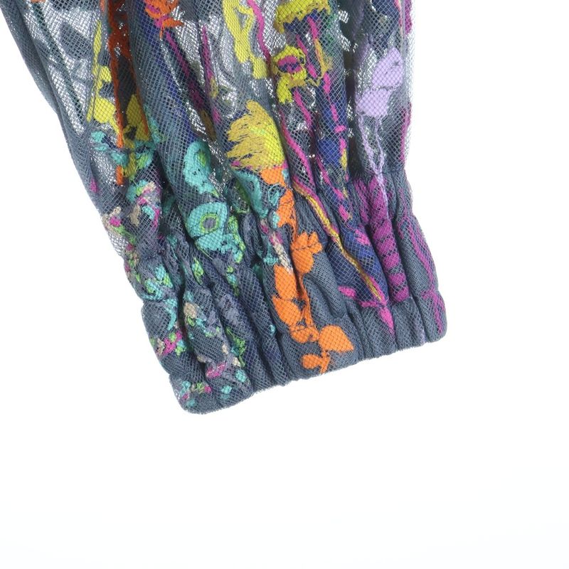 Louis Vuitton Gray Flower Embroidered Mesh Jacket Hooded Zip Up Hoodie Multicolo