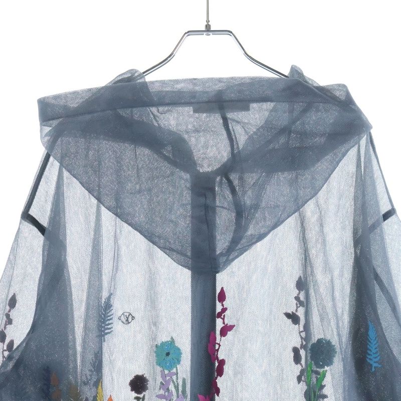 Louis Vuitton Gray Flower Embroidered Mesh Jacket Hooded Zip Up Hoodie Multicolo
