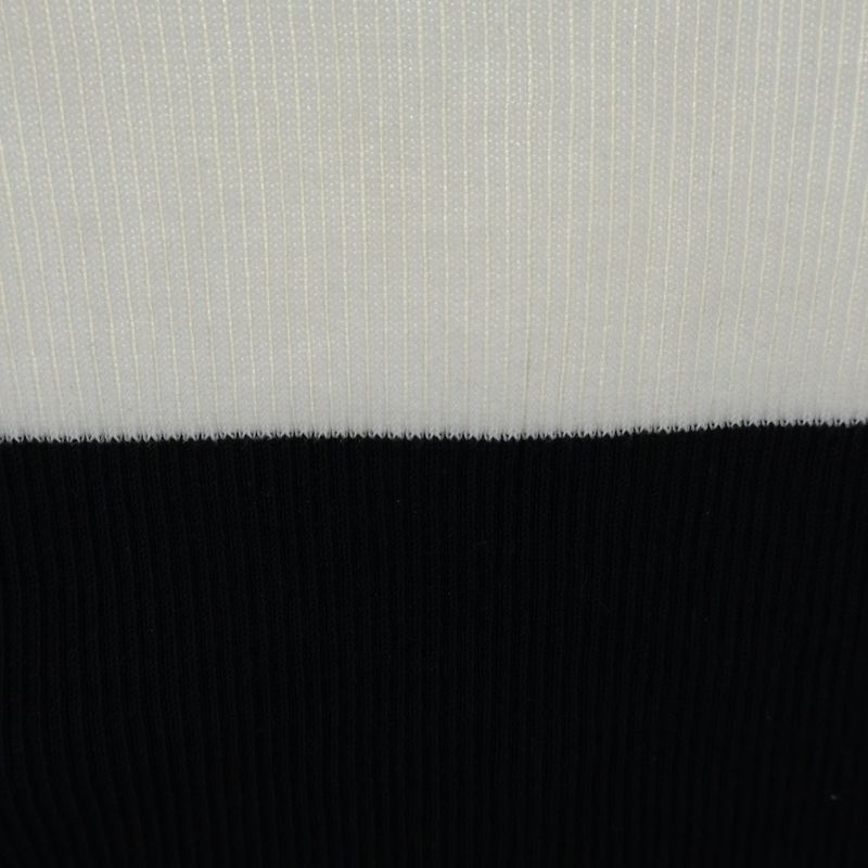 Chanel Bicolor Rib Knit Mini Dress White Black