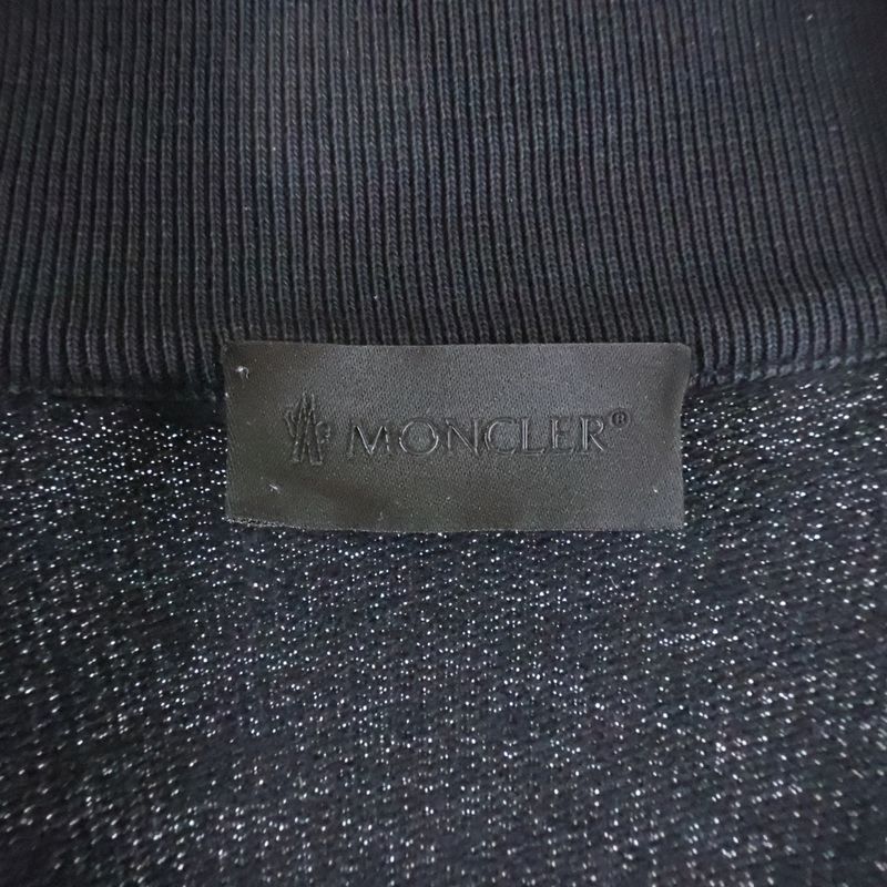 Moncler Zip UP Cardigan Side Logo Print Sweatshirt Black