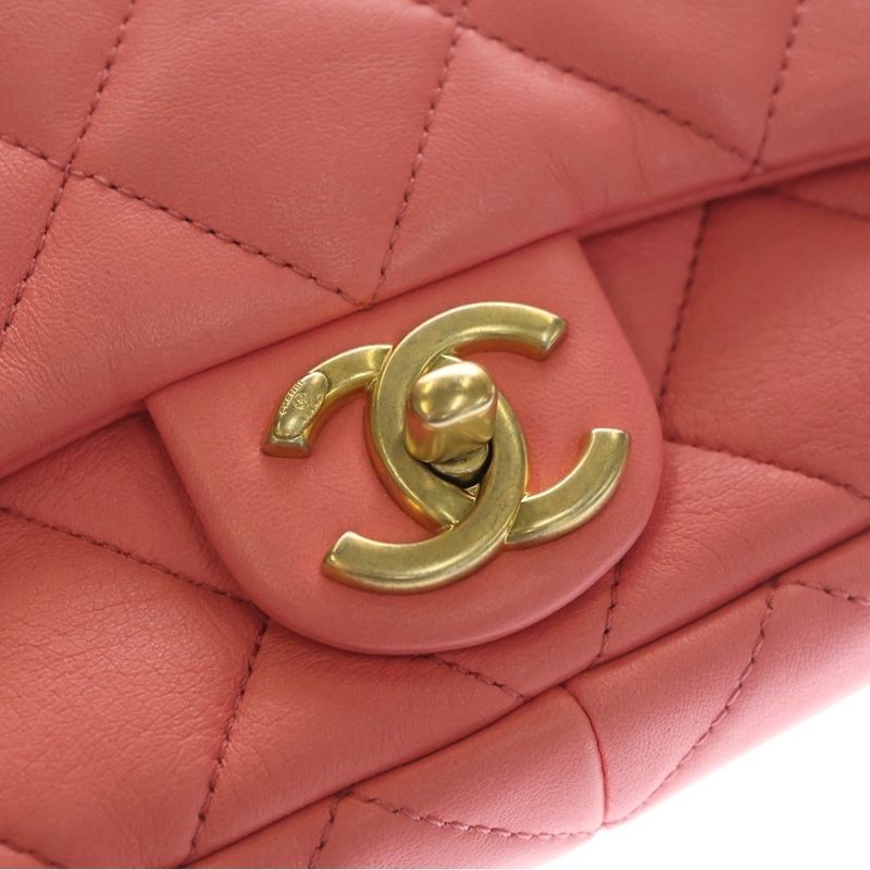 Chanel Mini Quilted Pink Lambskin Shoulder Bag Gold