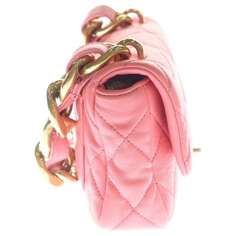 Chanel Mini Quilted Pink Lambskin Shoulder Bag Gold
