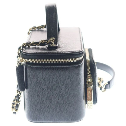 Chanel Vanity Chain Shoulder Bag Black Caviar Leather Gold