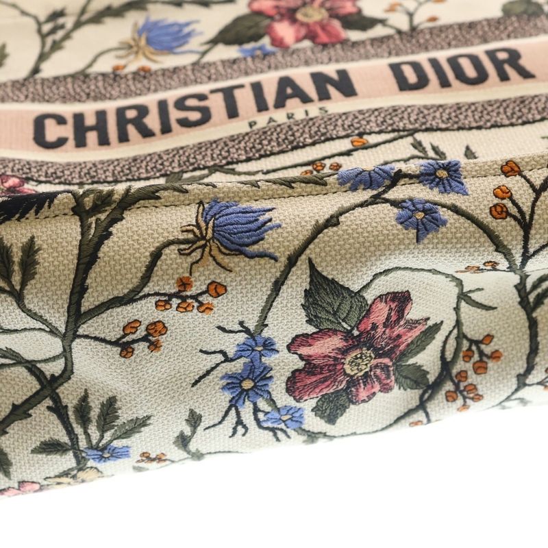 Dior Rosam Tabilis Flower Book Tote White Multicolor Canvas