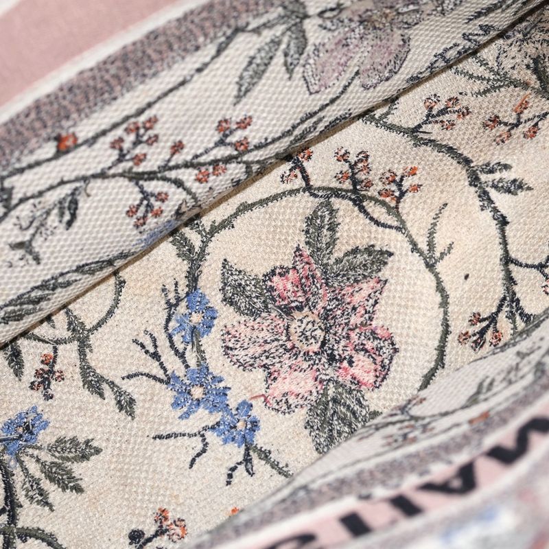 Dior Rosam Tabilis Flower Book Tote White Multicolor Canvas