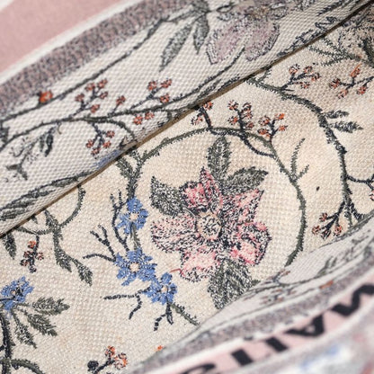 Dior Rosam Tabilis Flower Book Tote White Multicolor Canvas