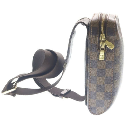 Louis Vuitton Damier Geronimos Shoulder Bag Brown Leather Gold