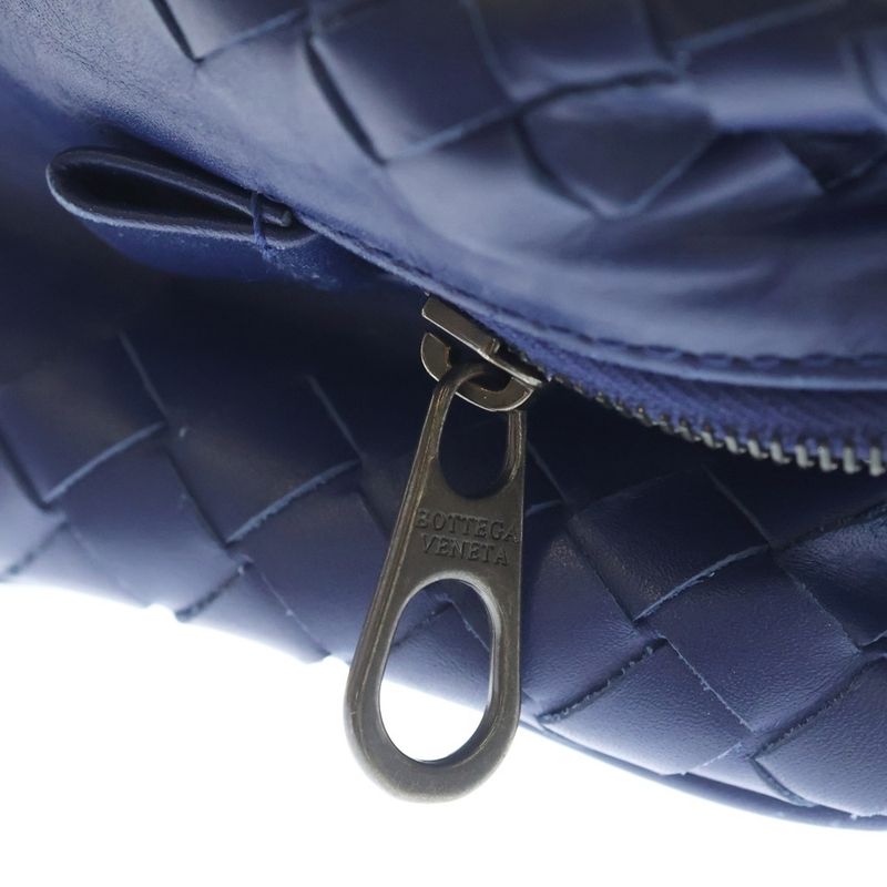 Bottega Veneta Intrecciato Clutch Pouch Case Blue Leather