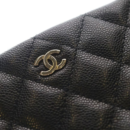 Chanel 25c Cruz Quilted Chain Shoulder Bag Black Caviar Gold