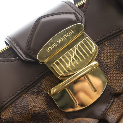 Louis Vuitton Damier Sistine PM Ebene Handbag Brown Leather Gold