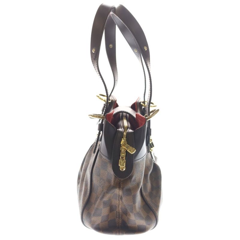 Louis Vuitton Damier Sistine PM Ebene Handbag Brown Leather Gold