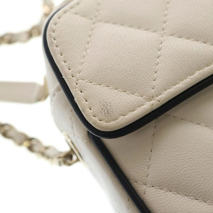 Chanel CC Logo Camera Bag Chain Mini White Black Lambskin Gold