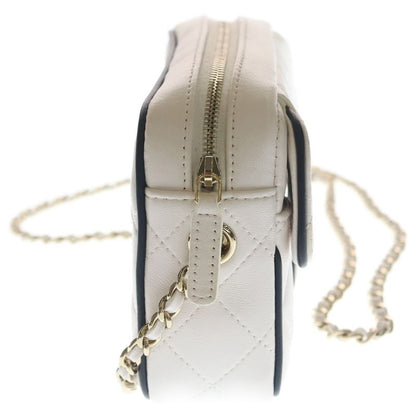 Chanel CC Logo Camera Bag Chain Mini White Black Lambskin Gold