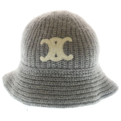 Celine Triomphe Cloche Beanie Crochet Hat Cashmere Gray