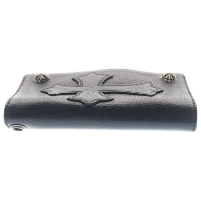 Chrome Hearts Cross Patch 1 Zip Button Leather Wallet with