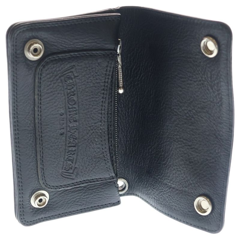 Chrome Hearts Cross Patch 1 Zip Button Leather Wallet with