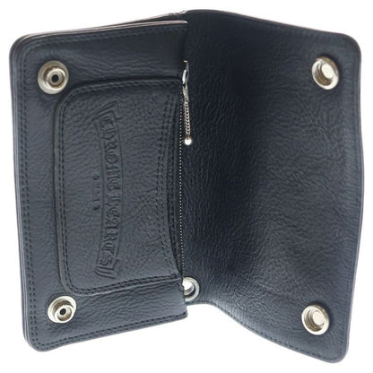 Chrome Hearts Cross Patch 1 Zip Button Leather Wallet with