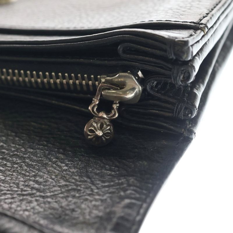 Chrome Hearts Judy Cross Ball Button Leather Wallet Black
