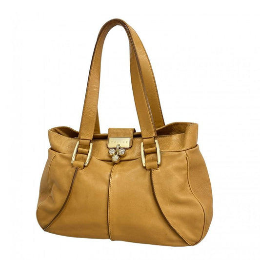 Celine Tote Leather Light Brown Champagne Gold