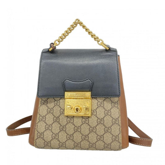 Gucci Backpack GG Supreme Brown Black Gold
