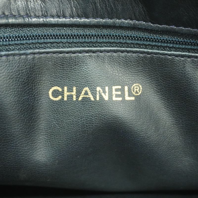 Chanel Shoulder Bag Quilted Lambskin Navy Gold