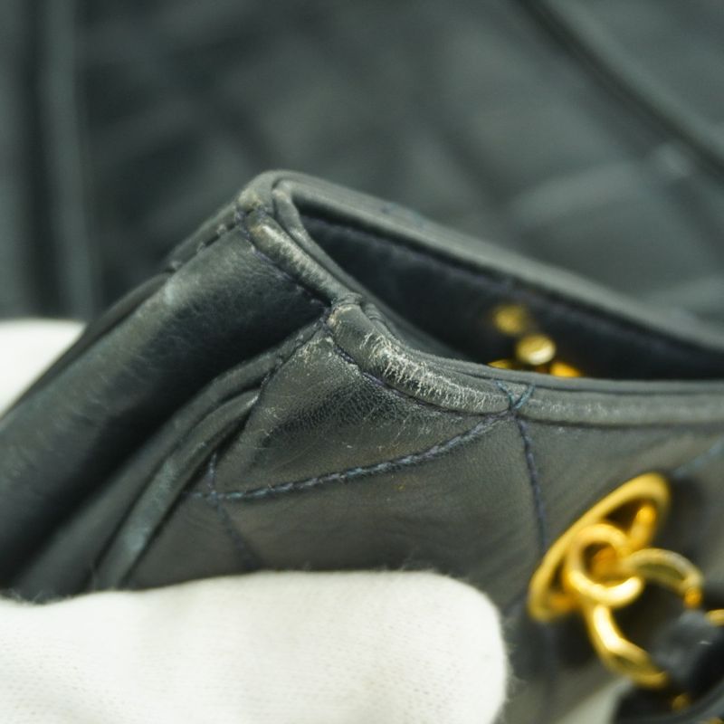 Chanel Shoulder Bag Quilted Lambskin Navy Gold