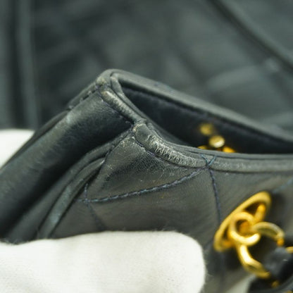 Chanel Shoulder Bag Quilted Lambskin Navy Gold