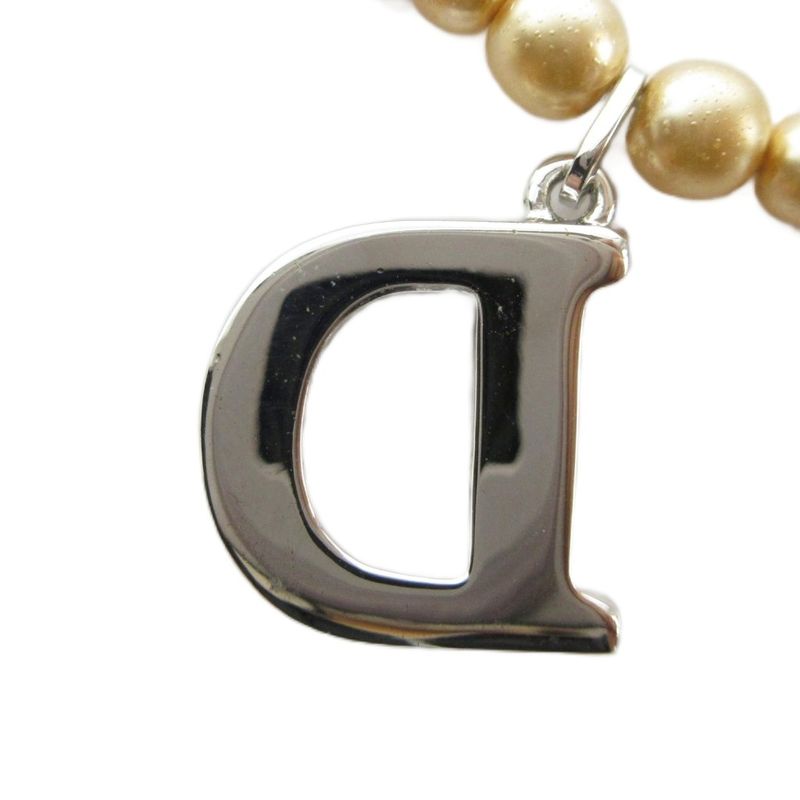 Dior Necklace Faux Pearl D Top Silver Color Gold