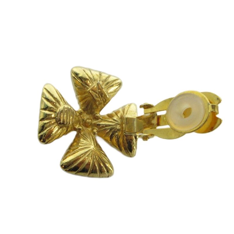 Saint Laurent Yves Earrings Cross Motif Visual Vintage Gold