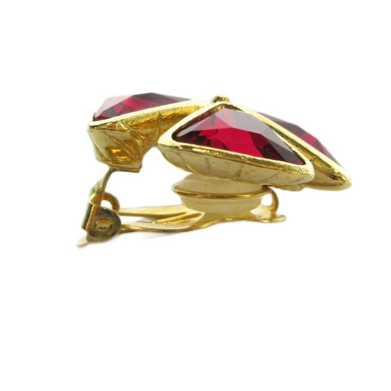 Saint Laurent Yves Earrings Cross Motif Visual Vintage Gold