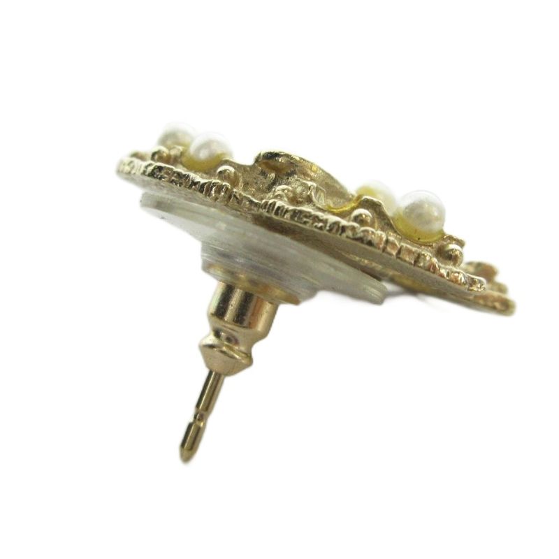 Chanel Earrings Only Pearl CC Logo Gold