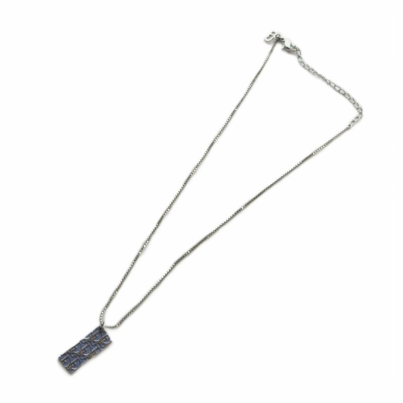Dior Necklace Pendant Trotter Plate Logo Silver