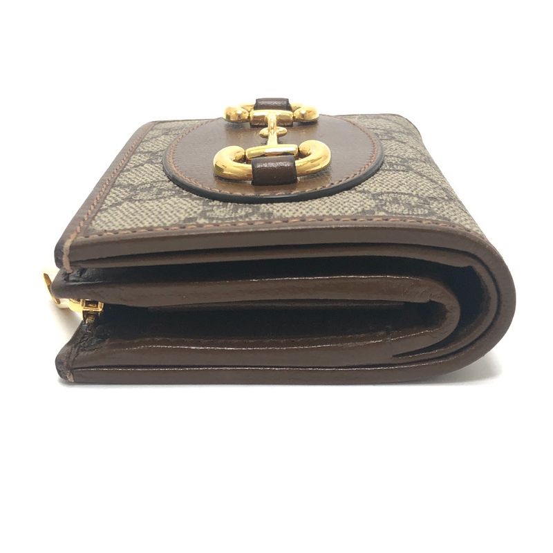 Gucci Bifold Wallet Horsebit GG Supreme Canvas Brown