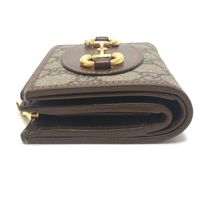 Gucci Bifold Wallet Horsebit GG Supreme Canvas Brown
