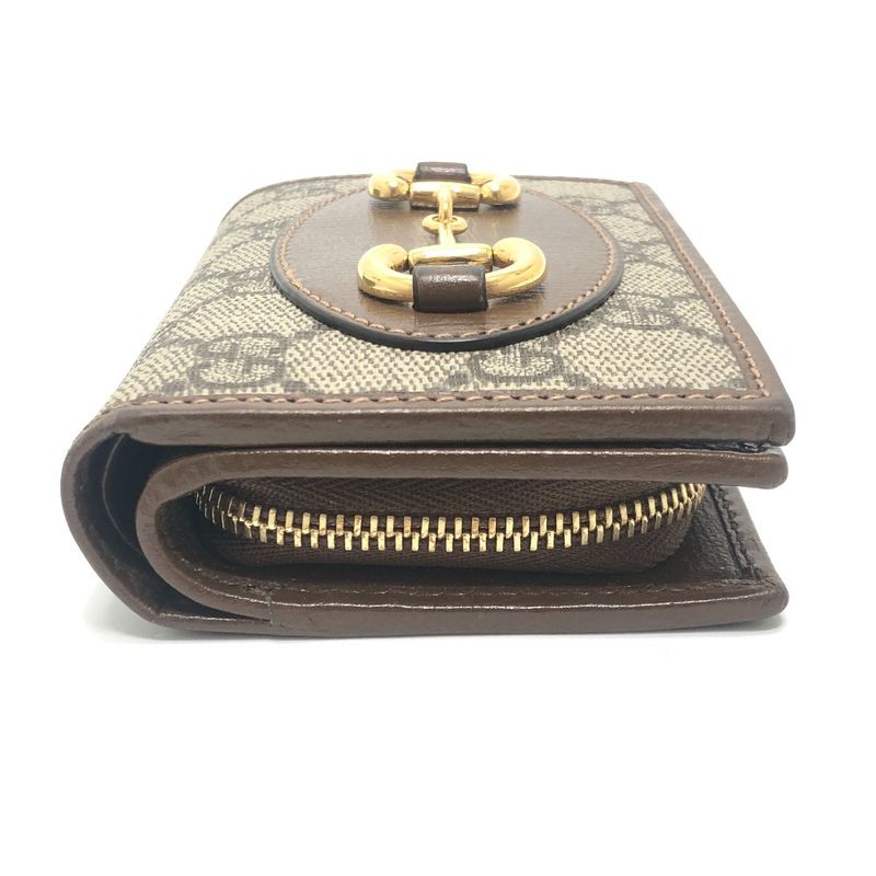 Gucci Bifold Wallet Horsebit GG Supreme Canvas Brown