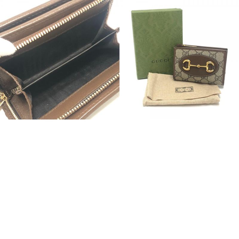Gucci Bifold Wallet Horsebit GG Supreme Canvas Brown