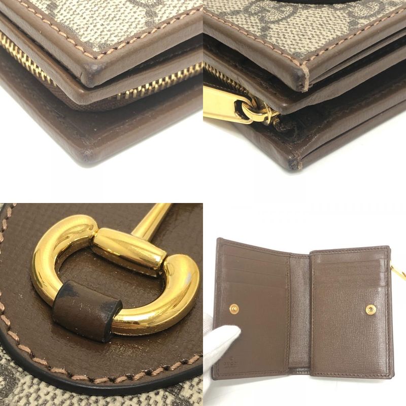 Gucci Bifold Wallet Horsebit GG Supreme Canvas Brown