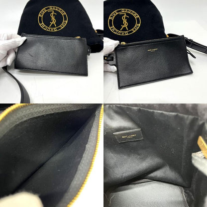Saint Laurent Paris Shoulder Bag Rive Gauche Canvas Black