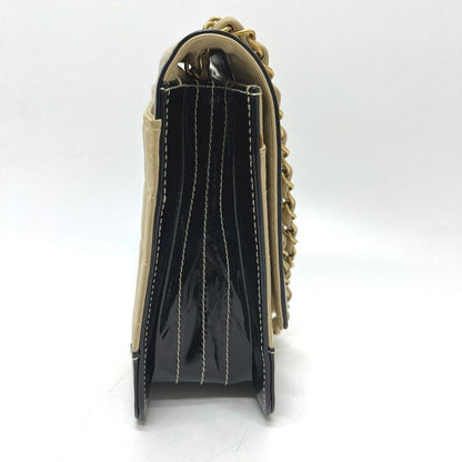 Chanel Shoulder Bag Bicolor Choco Bar Leather Beige